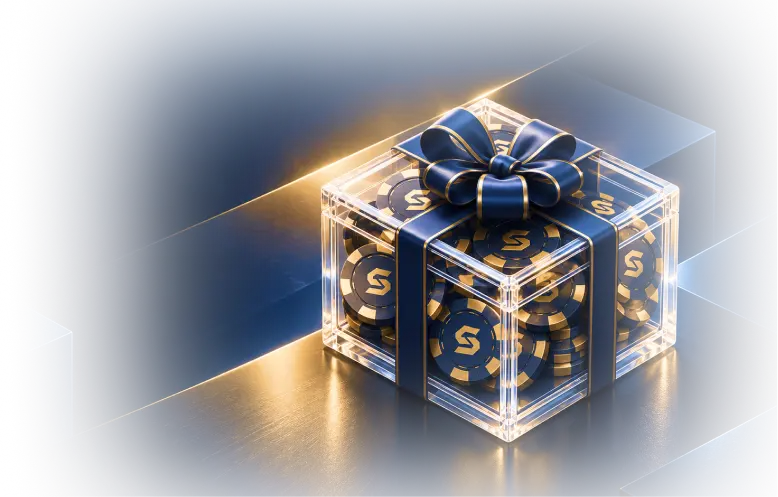 SpinCrypto glass gift box filled with gold coins